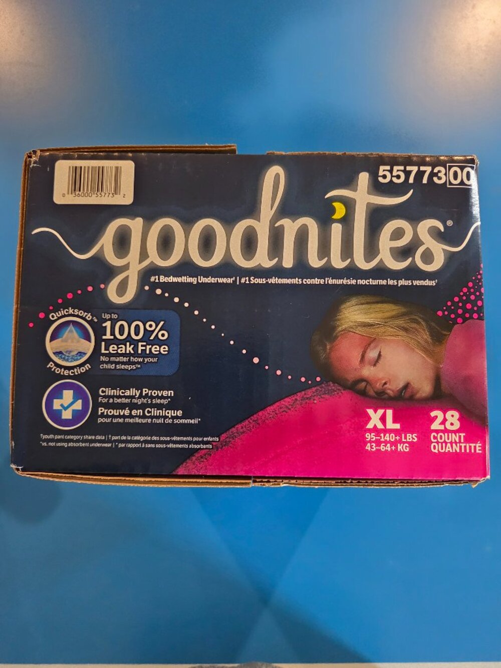 Goodnites Girls Bedwetting Nighttime Underwear Size XL (95-140+ lbs) 28 Count Bo
